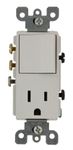 Leviton 5645-W 15 Amp, 120 Volt, Decora Style 3-Way/AC Combination Switch, Commercial Grade, Grounding (White)