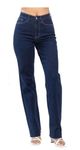 Judy Blue Women's High-Rise Vintage & Back Darts Detail Straight Jeans 82512, Dark Blue, 3