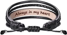 Btysun Leather Bracelets for Men Memorial Gifts for Loss of Father Inspirational Braided Bracelet Bereavement Mourn Sympathy Gift Mens Stocking Stuffers