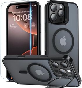 Kuaguozhe Magnétique Coque pour iPhone 16 Pro Max, Compatible avec MagSafe avec Verre Trempé, Coque avec Caméra Béquille Antichoc Protection Etui Housse Case pour iPhone 16 Pro Max (Noir)