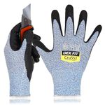 DEX FIT Level 5 Cut Resistant Gloves Cru553, 3D Comfort Stretch Fit, Power Grip, Durable Foam Nitrile, Smart Touch, Machine Washable, Thin & Lightweight, Blue 7 (S) 1 Pair