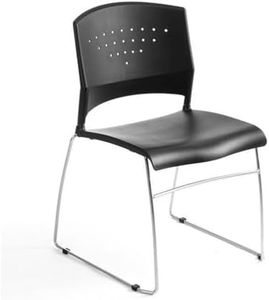 (setof5) - Boss Office Products Black Stack Chair with Chrome Frame Five Pack