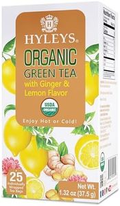 Hyleys Organic Green Tea Ginger and Lemon Flavor - 25 Tea Bags - (6 Pack - 150 Tea Bags Total)