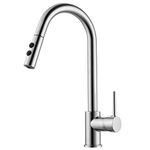 Hapilife Pull Out Kitchen Sink Mixer Tap High Arc Monobloc Kitchen Tap Pull Down Mixers Kitchen Taps with Dual Spray Mode Single Handle Single Lever Mono Faucet Chrome Finished 10 Year Warranty