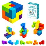 Magnetic Building Blocks Magic Magnetic 3D Puzzle Cubes, Set of 7 Multi Shapes with 54 Guide Cards, Children's Educational Toys and Stress Relief Fidget Toys for Kids Adults (Standard Edition)