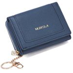 MUIIKOLA RFID-Blocking Mini Leather Wallet for Women，Women's Minimalist Card Holder Coin Changes Purse Keychain Front Pocket Wallet with 7 Card Slots and 1 ID Window Card Holder Organizer