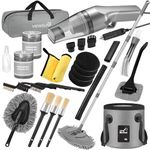 21Pcs Car Cleaning Kit with High Power Handheld Vacuum, Car Wash Mop with Long Handle, Bucket, Detailing Brush Set, Windshield Cleaner, Complete Interior Exterior Washing Supply for Men Women