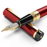 Dryden Designs Fountain Pen Medium Nib | Fancy Gift box - Include 6 Ink Cartridges and Ink Refill Converter | Smooth Looks, Consistent Writing, Reliable Writing Tool - Royal Red