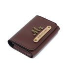 AICA Personalized Name & Charm Card Holder (DarkBrown)| Credit Debit Visiting Card Holder Wallet Case for Men Women