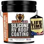 BEEST Silicone RV Roof Coating, 1 Gallon Temperature Reducing White RV Roof Sealant, Silicone Trailer Camper & Metal Roof Coating & RV Sealant, Rubber RV Roof Sealant Waterproof, TPO, EPDM Roof Sealer