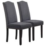 Yaheetech Set of 2 Dining Chairs Classic Kitchen Chair with High Back Solid Wooden Legs Soft Padded Seat for Home Dining Room Furniture