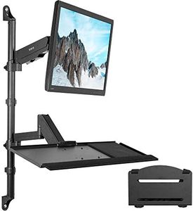 VIVO Black Sit-Stand Height Adjustable Pneumatic Spring Arm Keyboard, Monitor, CPU Wall Mount for 1 Screen up to 32 inches STAND-SIT1BW