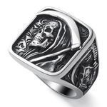 WESTMIAJW Mens Skull Ring Stainless Steel Gothic Punk Goth Reaper Skull Rings Jewellery for Men Size Q