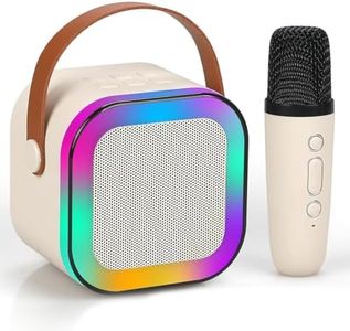 Ahuja International Mini Karaoke Machine for Kids Adults, Portable Bluetooth Karaoke Speaker with 1 Wireless Mic and LED Color Lights, Home Birthday Party