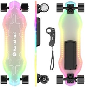 isinwheel V6 PRO Electric Skateboard with Remote, 500W Peak Power, 15 Miles Max Range, 12 MPH Top Speed, 264Lbs Max Load, Electric Longboard for Teens with Ambient Light