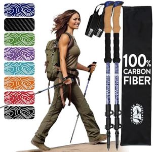 Carbon Trekking Poles | Hiking Poles for Men | Kids Walking Stick | Kids Hiking Poles | Walking Poles for Seniors Women | Hiking Poles for Kids - Blue Cork