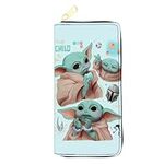 simyron Cartoon Purse Yoda Wallets for Kids Adult, Women's Wallet Yoda Coin Purse Gift, Anime Wallet Long Purse Leather Purse with Zipper, Yoda Gifts for Girls Women Boy