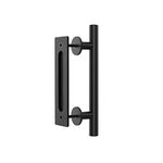 WINSOON 30CM Sliding Door Handle Double Sided Black Barn Door Handle for Barn Door Sliding kit Flush Finger Pull, Large Rustic Style