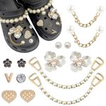 HASTHIP® 15Pcs Girly Jewelry Shoe Charms for Clog Slides Sandals, DIY Flower Pearl Shoe Decoration Charm Accessories for Girls Women, Party Favors Birthday Gifts