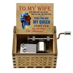 Music Box Gift for Wife, Valentine Day Anniversary Christmas Birthday Gift to Wife Girlfriend from Husband Boyfriend Wooden Hand Crank Musical Box Play You are My Sunshine