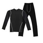 Boys Hockey Base Layer Moisture Wicking Quick Dry Underwear Crew Neck Thermal Shirt Leggings 2 Pcs