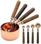 Gopendra Measuring Cups Set Measuring Spoons Set, Nesting Measure Cups with Stainless Steel Handle, for Measuring Dry and Liquid Ingredients Small Teaspoon with Copper Head (Rose Gold Copper)