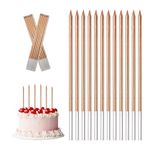 Candles for Birthday Cakes, 12PCS Thin Metallic Cake Candle, Long Glitter Cupcake Candles for Birthday Wedding Baby Shower Party Decoration 1st 12 18 24 40 50th 60th