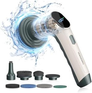 Electric Spin Scrubber, [Battery Display] [IPX8 Waterproof] Homtronics Power Cleaning Brush with 7 Replaceable Clean Heads, 3 Speed Modes, Power Scrubber for Bathtub, Dish, Floor, Shoes, Tile, Toilet