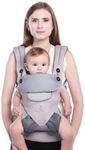 LUFFCABO All-Season Ergonomic Baby Carrier, Breathable Baby Carrier Newborn to Toddler (8-33lbs), Toddler Carrier, Infant Carrier with Temperature Control Panel Design (Misty Grey)