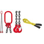 VEVOR Chain Sling 6FT 5/16 x 6 Double Leg with Grab Hooks + Keeper 2" x 6' Cargo and Load Lift Sling