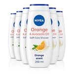 NIVEA Indulgent Moisture Orange Shower Cream, (250 ml, Pack of 6), Moisturising Shower Gel with Avocado Oil Luxurious Body Wash for Women, Body Wash