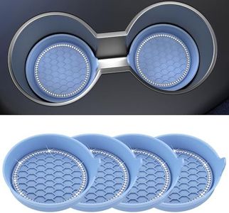 Amooca Car Cup Coaster Universal Non-Slip Cup Holders Bling Crystal Rhinestone Car Interior Accessories 4 Pack Gray Blue