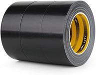 LLPT Duct Tape Industrial Grade 3 Pack 2” x 35 Yards Each Roll Easy to Tear Muti-Use Colorful Bulk Fabric Tape for School Home Office and Industrial Use Color Black (DT350BK)