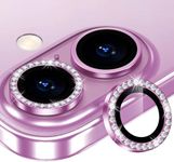 CLITZ for iPhone 16/16 Plus Camera Lens Protector Bling Individual Metal Diamond Ring 9H Hardness Scratchproof Protector, Stylish Phone Accessories, Case Friendly (Pink Diamond)