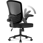 rattantree Desk Chair Ergonomic Office Chair with Flip-up Armrests, Computer Chair with Lumbar Support, Home OfficeMid-Back Mesh Chair-Black