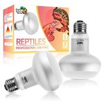 LUCKY HERP Reptile Heat Lamp Bulb(100W 2 Pack), Daylight Basking Spot Heat Lamp for Reptile, Vivarium UVA Heat Light Bulb for Tortoise,Turtle,Snake, Puppies,Chicks,Bearded Dragon