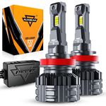 Auxbeam 2024 F22 Series H11 LED Headlight Bulbs, 24000LM 700% Brighter Fog Light 110W LED Bulbs, 6500K Cool White H9/H8 LED Bulb Kit with 5-Layer Cooling System, Canbus Ready, Pack of 2