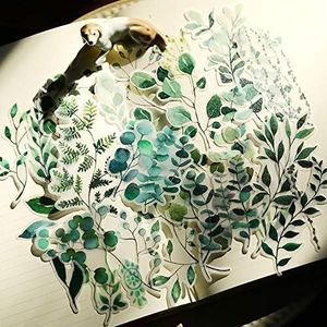 56PCS Middle Size Plants Scrapbook Stickers - Doraking DIY Decoration Transparent Sulfuric Paper Plants Stickers for Scrapbook Decoration Without Repeat