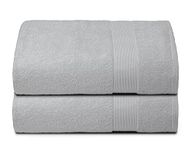 Belizzi Home Premium Cotton Oversized 2 Pack Bath Sheet 35x70-100% Pure Cotton - Ideal for Everyday use - Ultra Soft & Highly Absorbent - Machine Washable - Light Grey