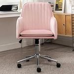 Hironpal Velvet Ergonomic Office Chair, 360° Swivel Desk Task Chair with Armrest Executive Computer Occasional Chair for Home Office Reception with Tilt Function Height Adjustable Padded Seat Pink