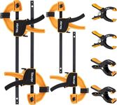 Bar Clamps for Woodworking — TOLESA 4&6inch Mini Quick Grip Clamps Light Duty 200N Load Limit 4''Spring Clamps & 5'' Ratchet Clamps with Powerful Clamping Force Trigger Clamps for Gluing Securing