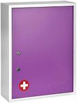 AdirMed Locking Medicine Cabinet Wall Mounted First Aid Cabinet with Lock, Lockable Wall Medicine Cabinet with Dual Lock and Dual Keys, 21" H x 16" W x 6" D, Purple
