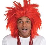 Amscan Crazy Wig Costume-One Size, Red, 1 Pc