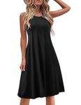 Hotouch Women Casual Dress Sleeveless Dress with Pockets Pleated Ladies Summer Dresses Black Midi Dress, Black S