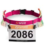 RJ-Sport Race Number Belt - Triathlon Race Belt Bib Holder with 6 Energy Gel Loops for Triathalon, Marathon, Running and Cycling, 04 Pink, One Size