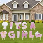 THTEN 11 Pack IT'S A GIRL Yard Sign with Stakes Gender Reveal Yard Sign Pink Welcome Home Girl Yard Sign Baby Shower Gender Reveal Party Decorations new baby announcement