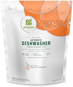 Grab Green Automatic Dishwashing Detergent Pods, 60 Count, Tangerine Lemongrass Scent, Plant and Mineral Based, Superior Cleaning, Powerful Grease Removal, Brilliant Shine