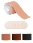 Perky Pear DIY Lift Boob Tape [CUP SIZES A-DD] - 5m of 5cm Wide Customisable Breast Lift Tape & 3 Pairs Nipple Cover Protectors (Beige)