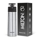 Milton Atlantis 900 thermosteel Water Bottle 750 ml, 24 Hr Hot and Cold I Leak Proof Lid, ISI Certified I Vacuum Insulated I for Office, Gym, School I Silver