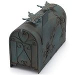 MEIYIHUI Heavy Duty Galvanized Steel Mailbox Post, Rural Mail Box Postal Storage Box with Butterfly Decoration (Vintage Green)